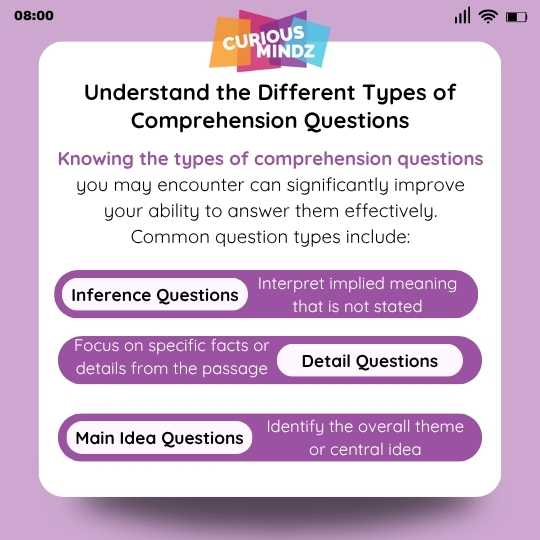 2. Understand the Different Types of Comprehension Questions