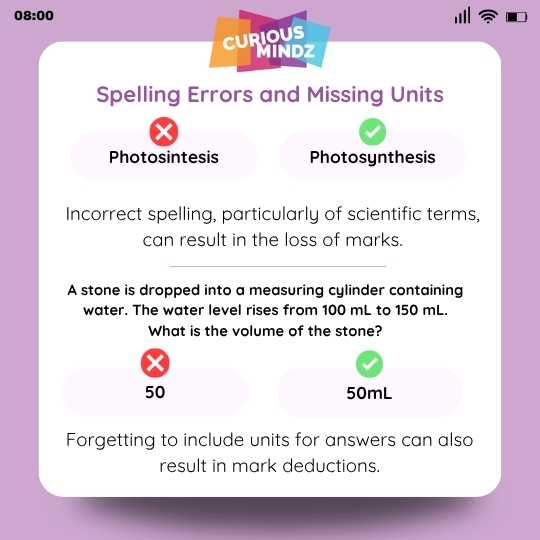 1. Spelling Errors and Missing Units